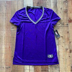 Fanatics Sacramento Kings NBA Purple V-Neck Short Sleeve Womens Tee Size Medium